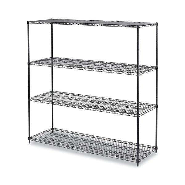 Alera Black Anthracite Plus Wire Shelving Kit, 4 Shelves, 72" x 24" x 72" ALESW207224BA